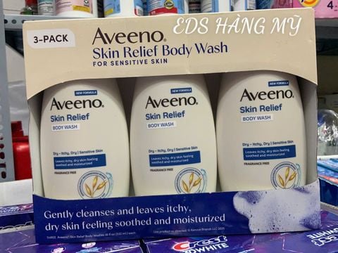  Sữa tắm dịu nhẹ dành cho da nhạy cảm và da khô ngứa Aveeno Skin Relief Body Wash (3 chai) 