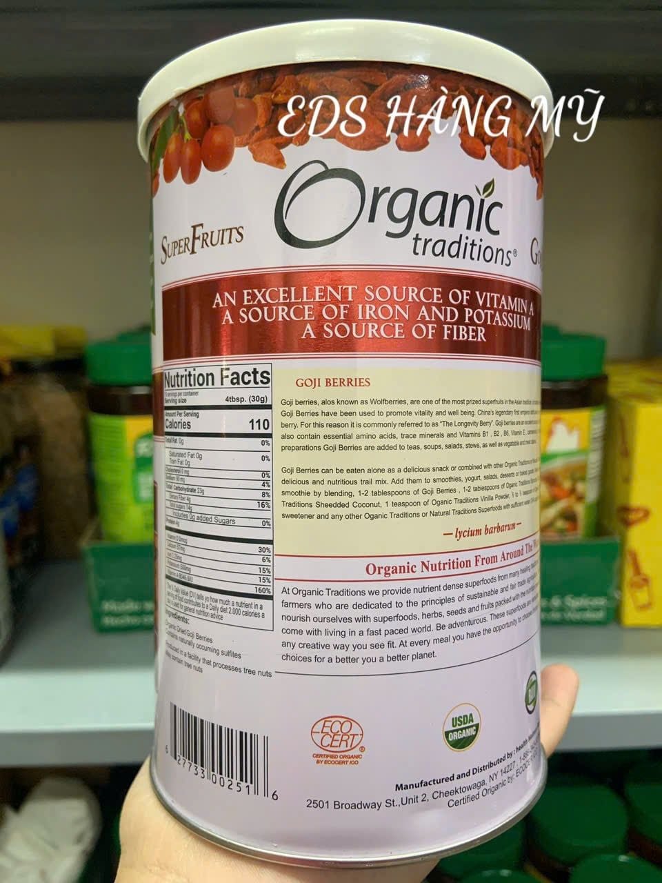 Câu kỷ tử khô hữu cơ sấy khô Organic Traditions GoJi Berries