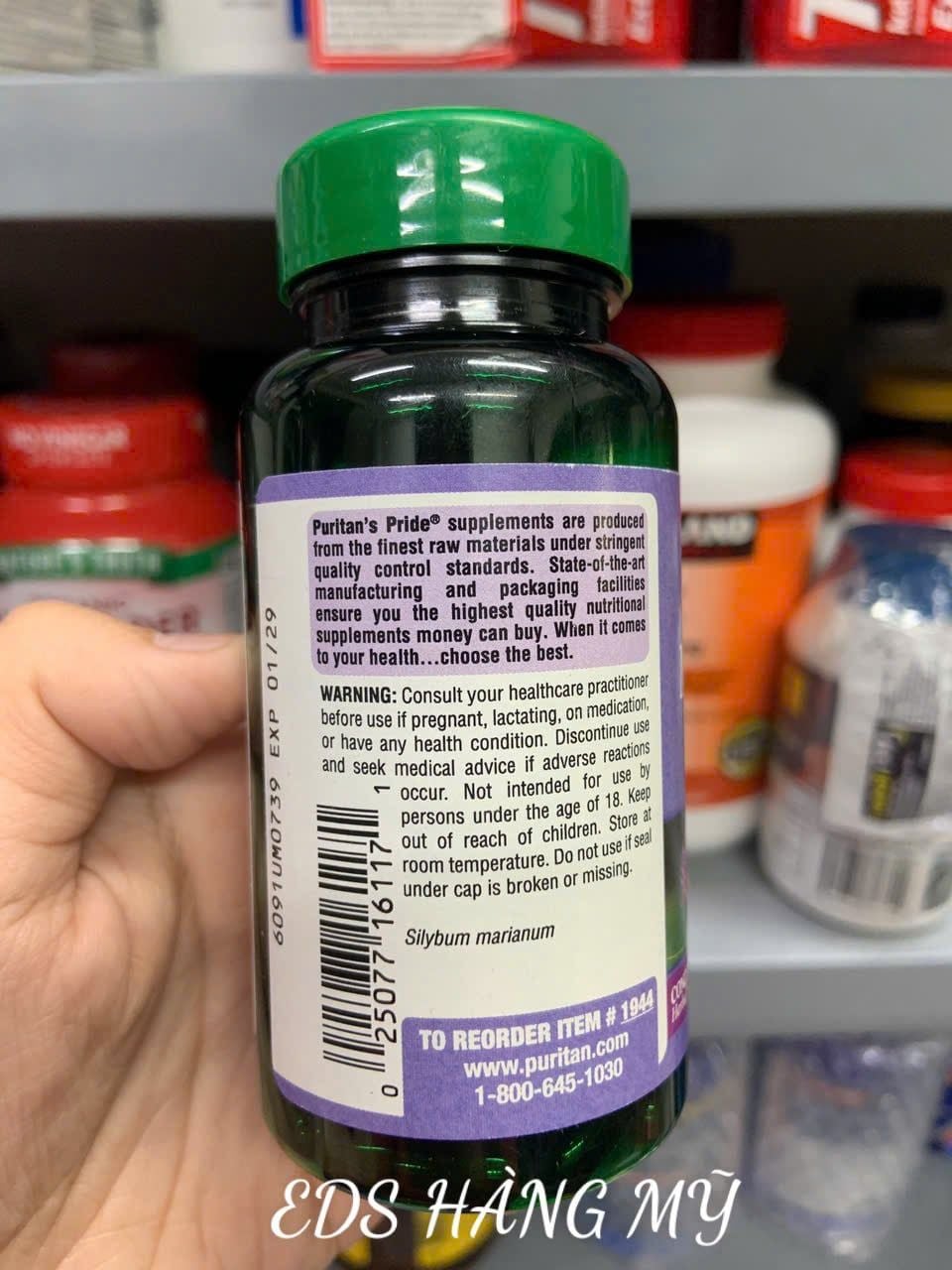 Viên uống giải độc, bổ gan Puritan’s Pride Milk Thistle Extract 1000mg