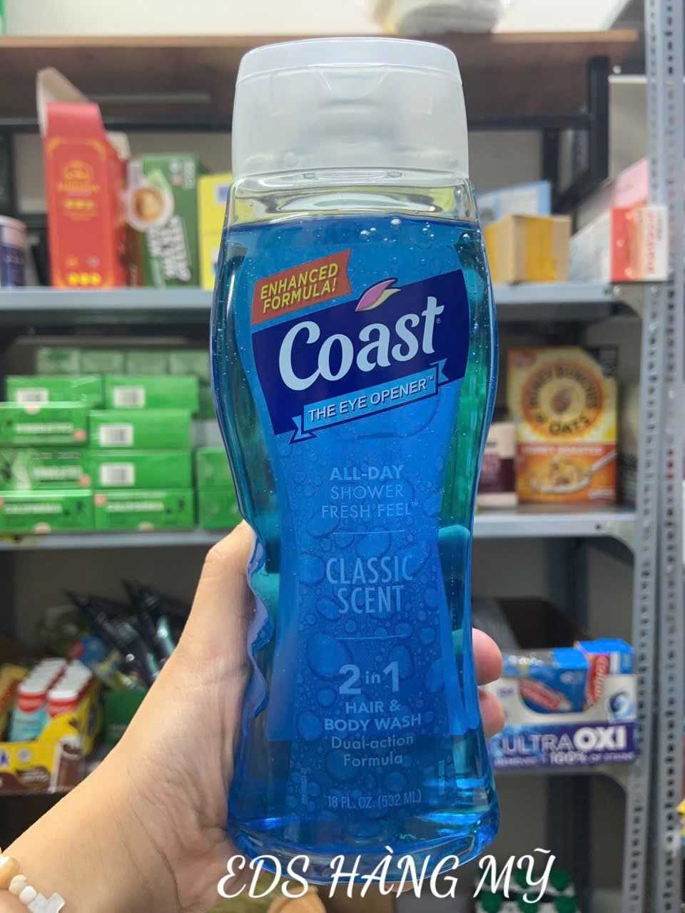 Sữa tắm gội toàn thân Coast 2 in 1 Hair & Body Wash dành cho nam - 532ml