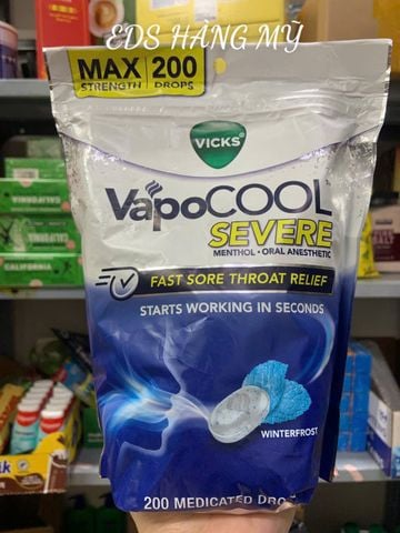  Kẹo ngậm giảm viên họng, giảm ho, thông mũi Vicks VapoCool Max Strength 