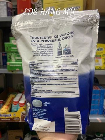  Kẹo ngậm giảm viên họng, giảm ho, thông mũi Vicks VapoCool Max Strength 