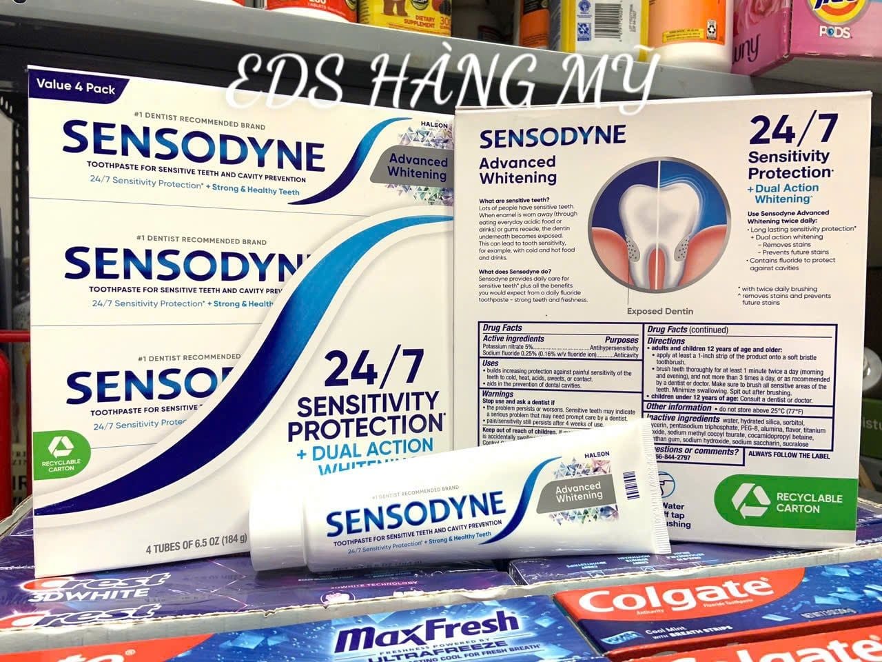 Kem đánh răng làm trắng giảm ê buốt dùng cho nướu nhạy cảm Sensodyne
