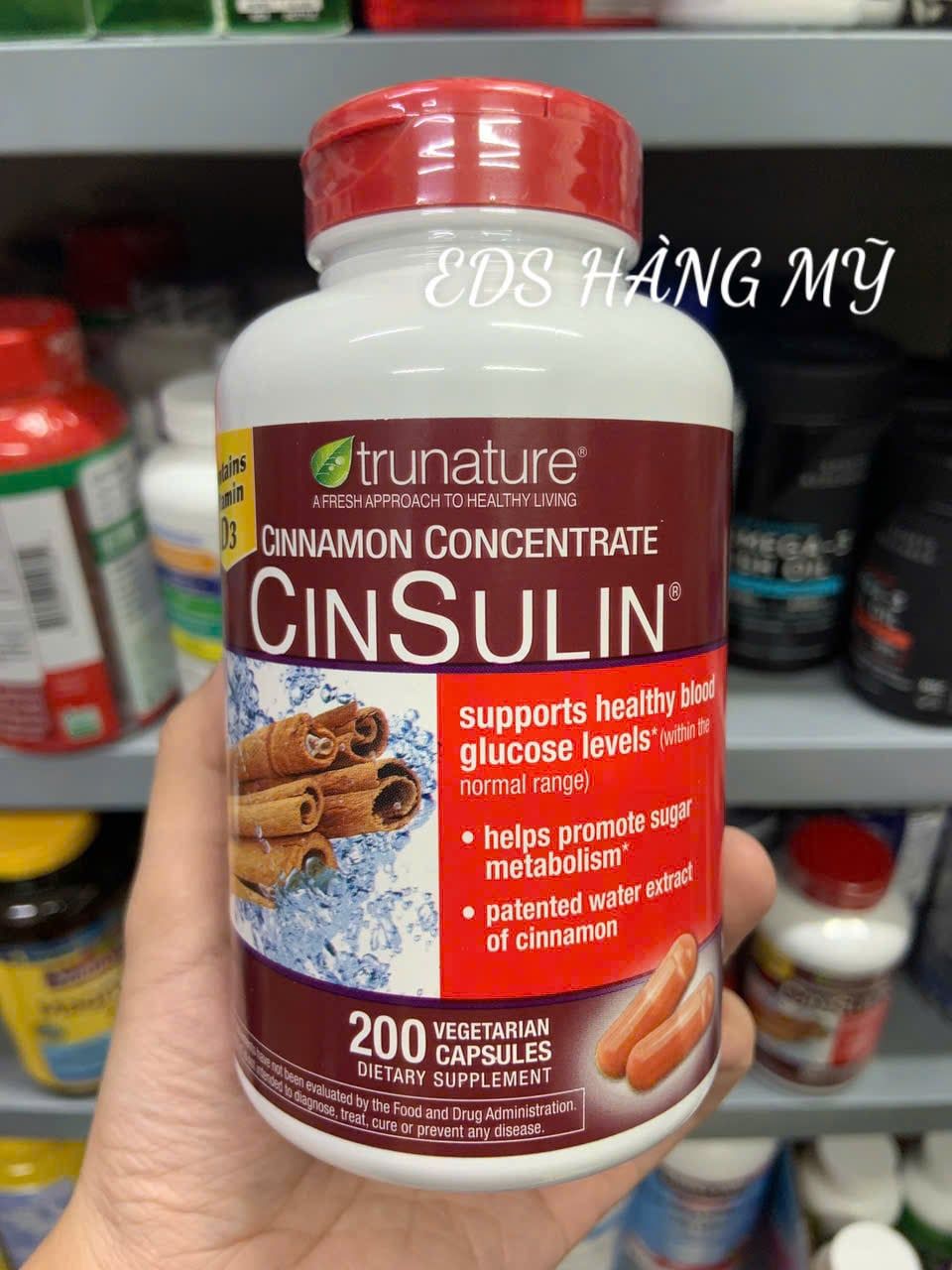 Viên uống hỗ trợ cân bằng đường huyết từ vỏ quế Trunature Advanced Strength CinSulin - Lọ 200 viên