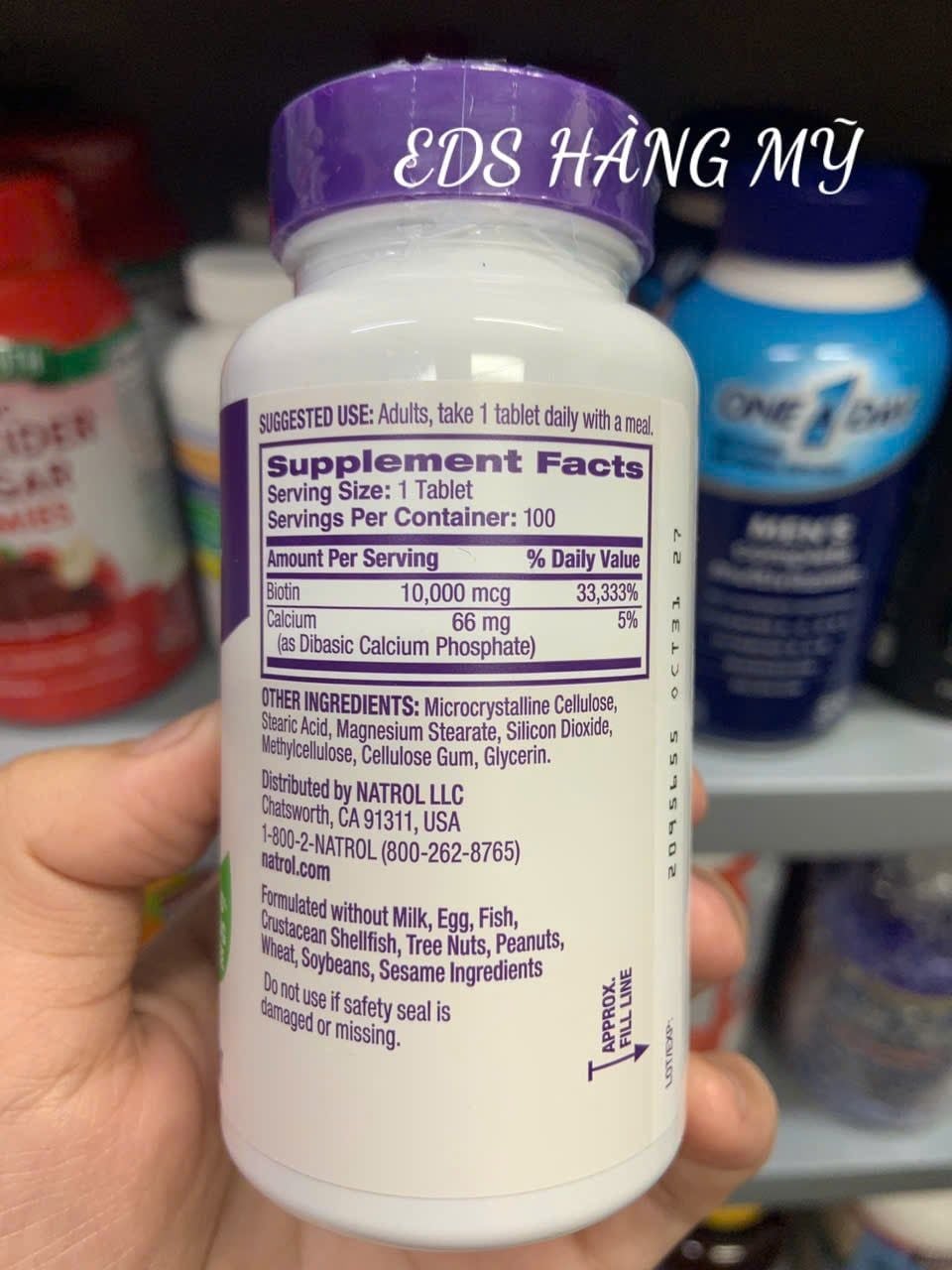 Viên uống/ ngậm hỗ trợ mọc tóc và chống rụng tóc Natrol Biotin Beauty 10,000mcg