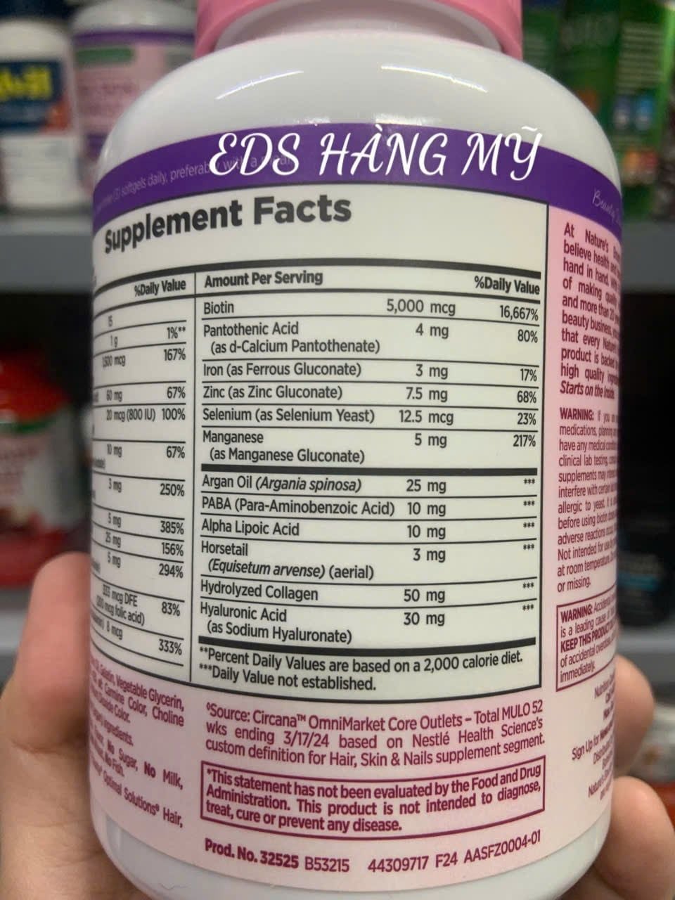 Viên uống đẹp da, móng tóc Nature’s Bounty Hair, Skin & Nails