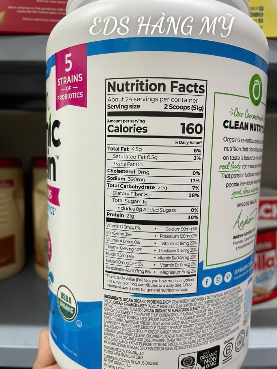 Bột Protein hữu cơ Orgain Organic Protein