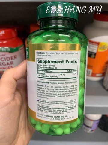  Viên Uống Nature's Bounty High Absorption Magnesium Glycinate 240 mg 