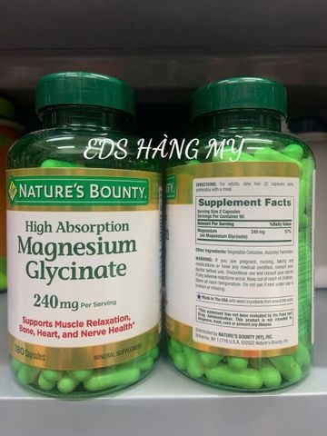  Viên Uống Nature's Bounty High Absorption Magnesium Glycinate 240 mg 