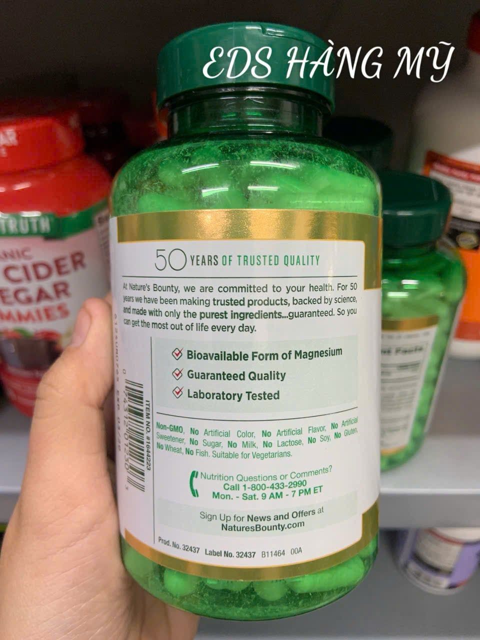 Viên Uống Nature's Bounty High Absorption Magnesium Glycinate 240 mg