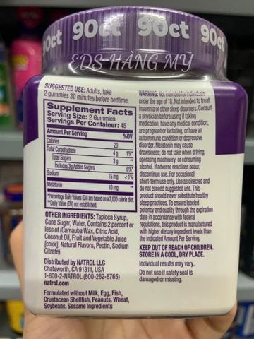  Kẹo ngủ Natrol Melatonin sleep Gummies 10mg 