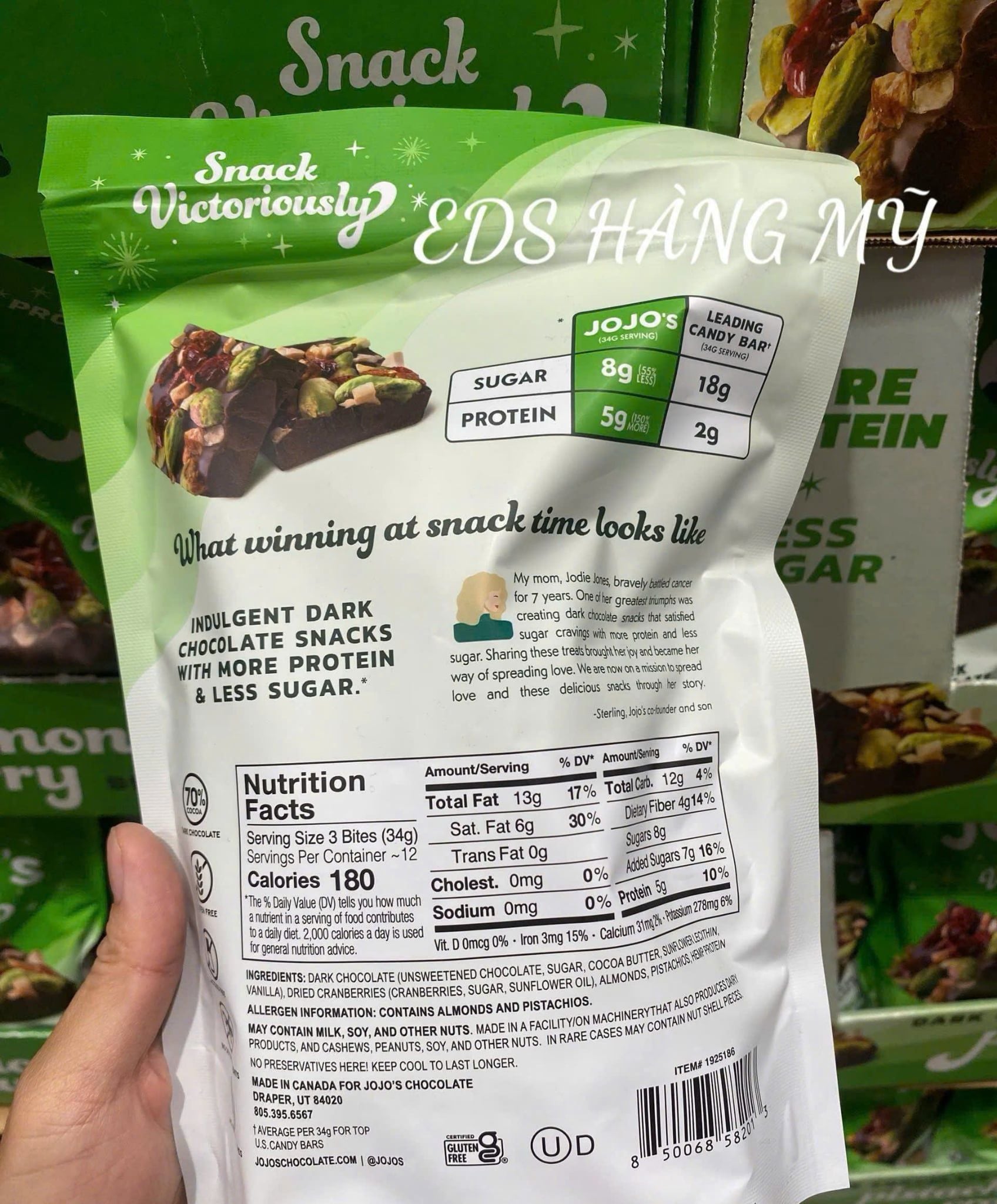 Thanh Socola Mix Hạt- Dark Chocolate Pistachio Almond Cranberry Bites
