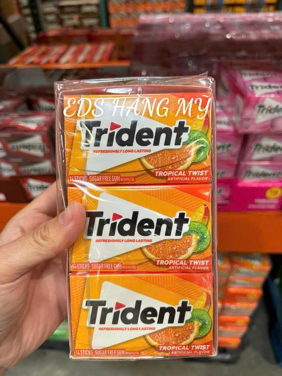 Kẹo cao su singum không đường Trident nội địa Mỹ