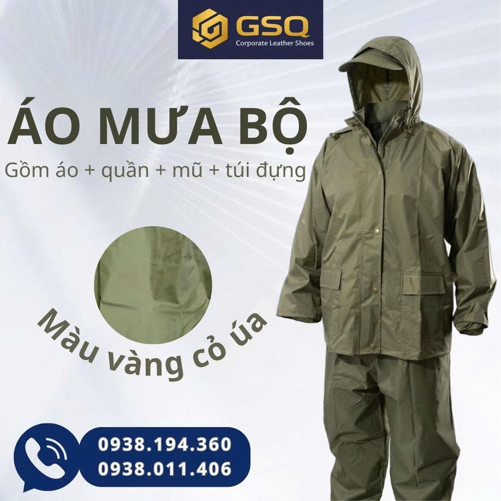 Bộ Áo Mưa Quân Nhu Màu Vàng Cỏ Úa Chính Hãng Công Ty CP 26