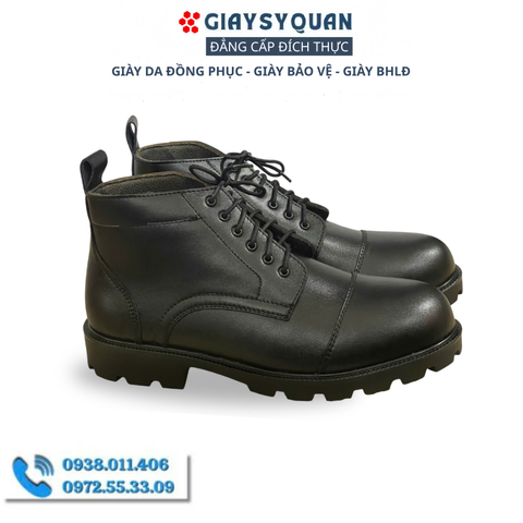 Giày Boot Nam Thấp Cổ Da Thật Đế Cao Su Khâu Đế Màu Đen Nam Tính