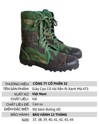 GIÀY VẢI BỘ ĐỘI CAO CỔ 473– BỀN BỈ, VỮNG CHÃI
