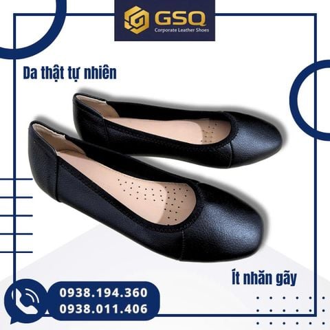 Giày Đồng Phục Nữ Da Thật – Giày Búp Bê Đế Bệt Êm Chân, Thanh Lịch, Giá Tốt