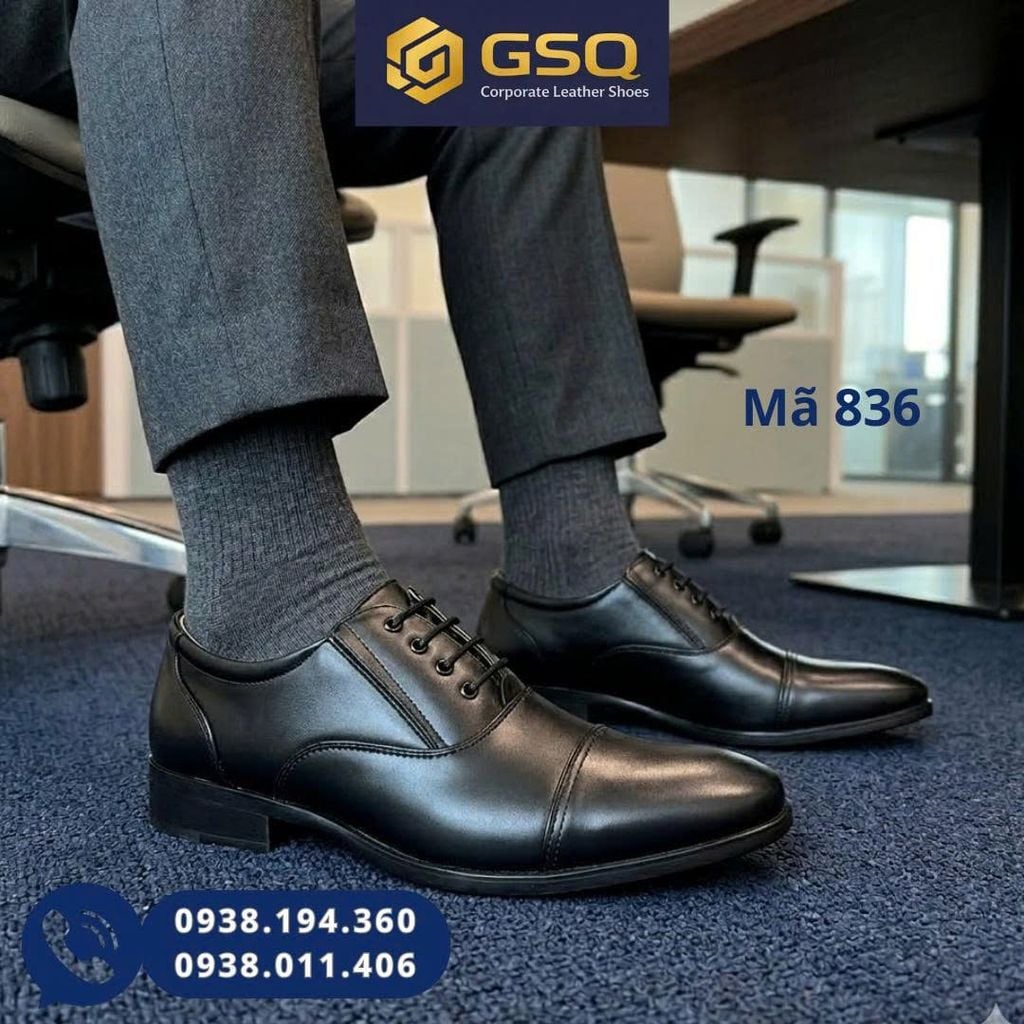 Giày Da Nam ASECO 32 - 836, ( Kiểu Giày Cấp Tá Đế Núm Hơi )