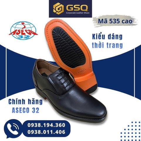 Giày Da Tăng Chiều Cao giúp phái mạnh tăng 7cm Mã 535A-CAO màu đen, đế PU chống mài mòn tốt