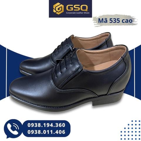 Giày Da Tăng Chiều Cao giúp phái mạnh tăng 7cm Mã 535A-CAO màu đen, đế PU chống mài mòn tốt