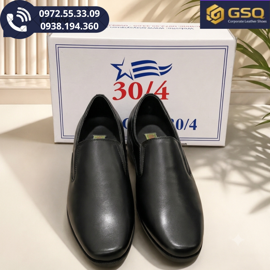 Giày Lười Nam Da Thật Màu Đen D34 – Đế Cao Su Khâu