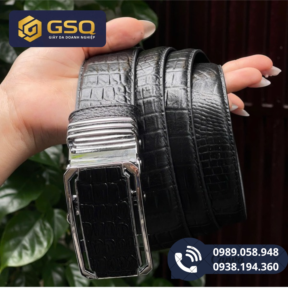 Thắt lưng nam da thật - Dây lưng da bò - Dây nịt khóa tự động phong cách thời tràng cá tính