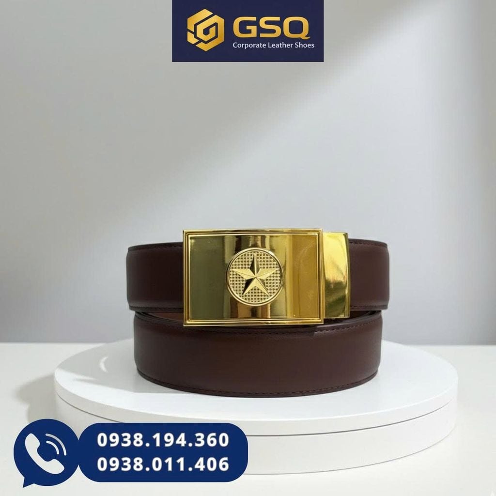 DÂY NỊT, THẮT LƯNG TƯ -NÂU ( KIỂU QUÂN ĐỘI CẤP TƯỚNG ) 32B-003