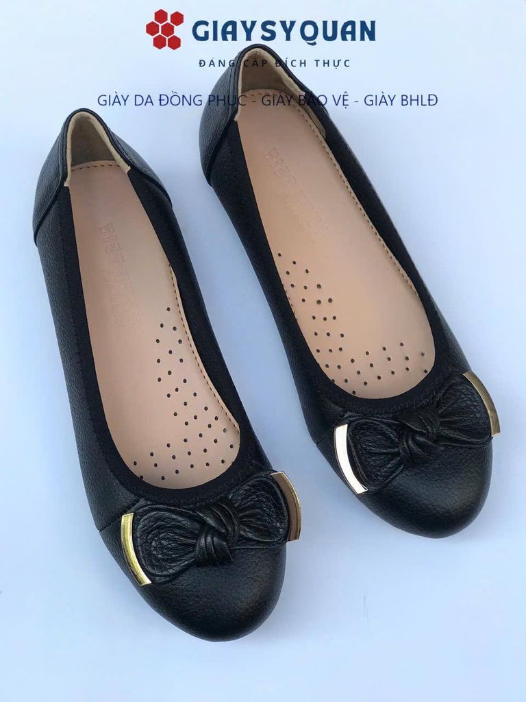 Giày búp bê đế bằng da thật mềm đế cao 2cm, Giày Đồng Phục Nhà Hàng Khách Sạn