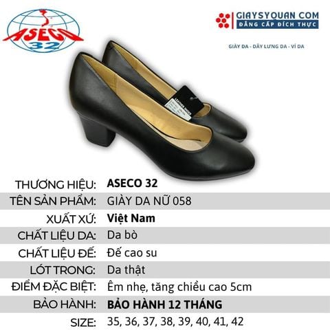 Giày Da Nữ 058 Chất Liệu Da Cao Cấp Mềm Mại Lót Trong Êm Ái Không Đau Chân Phù Hợp Với Nữ Tiếp Viên Hàng Không