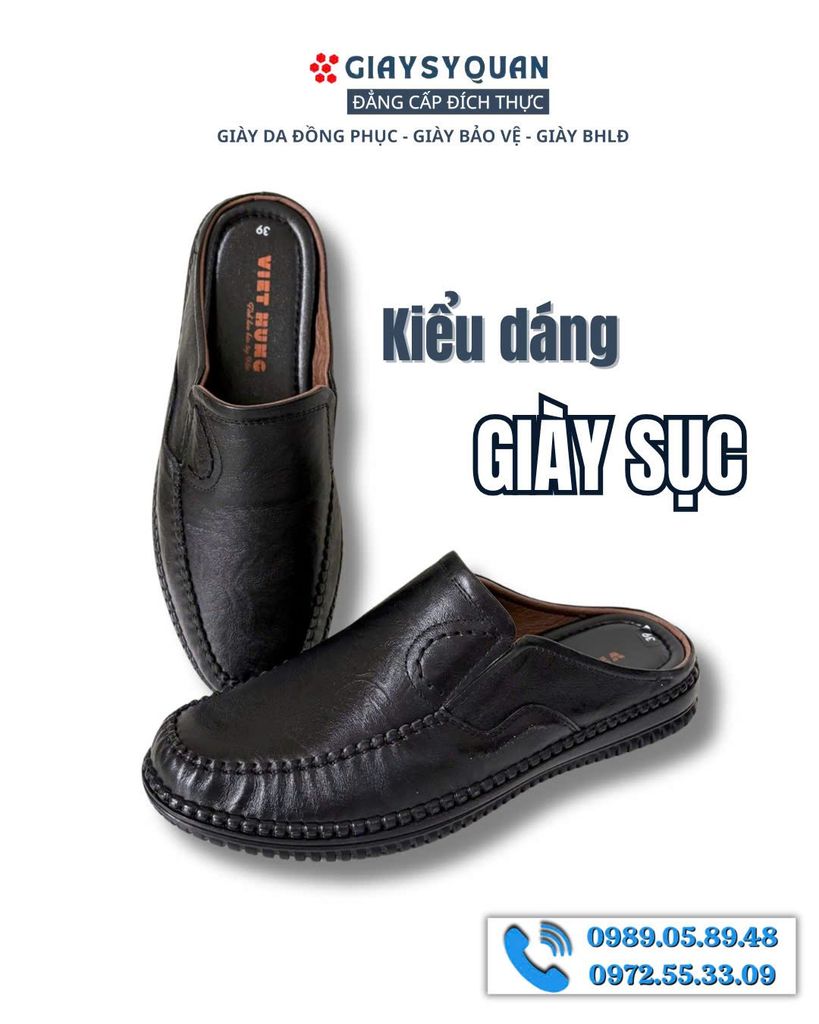 Giày Sục Nam Da Thật 100% Mềm Mại, Bảo hành 12 tháng