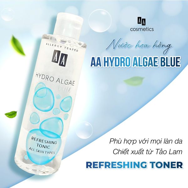 Nước hoa hồng dưỡng ẩm da AA COSMETICS Hydro Algae Blue Refreshing Tonic