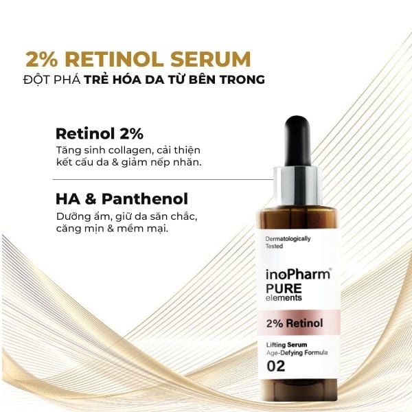 Tinh chất giảm nếp nhăn & mịn da InoPharm Pure Elements Facial Serum with 2% Retinol