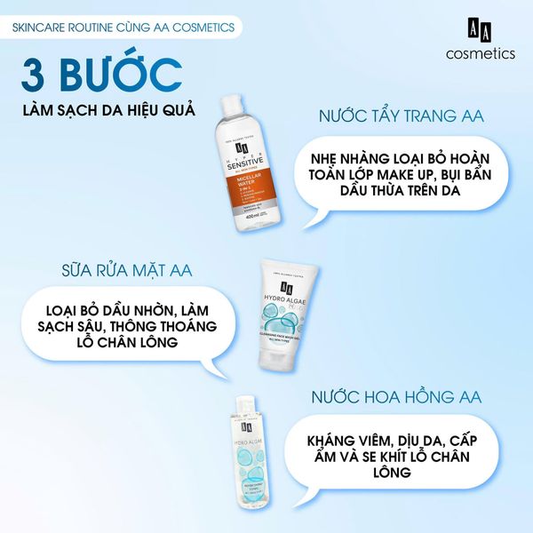 Nước hoa hồng dưỡng ẩm da AA COSMETICS Hydro Algae Blue Refreshing Tonic