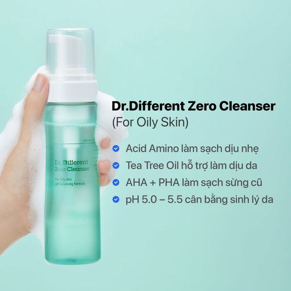 Sữa rửa mặt dành cho da dầu Dr.Different Zero Cleanser for Oily Skin