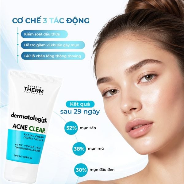 Kem ngăn ngừa mụn và tái tạo da Synergy Therm Acne Clear Facial Cream
