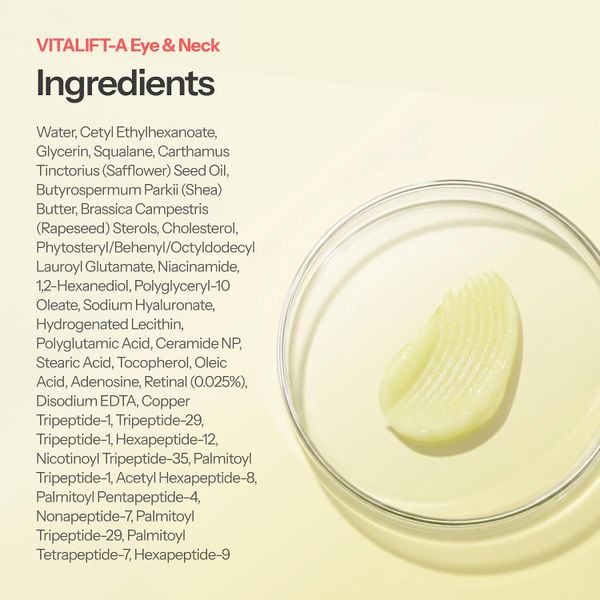 Kem dưỡng trẻ hoá, mờ nhăn cổ và mắt Dr.Different Vitalift-A Eye & Neck Retinal 0.025% Night Treatment Cream