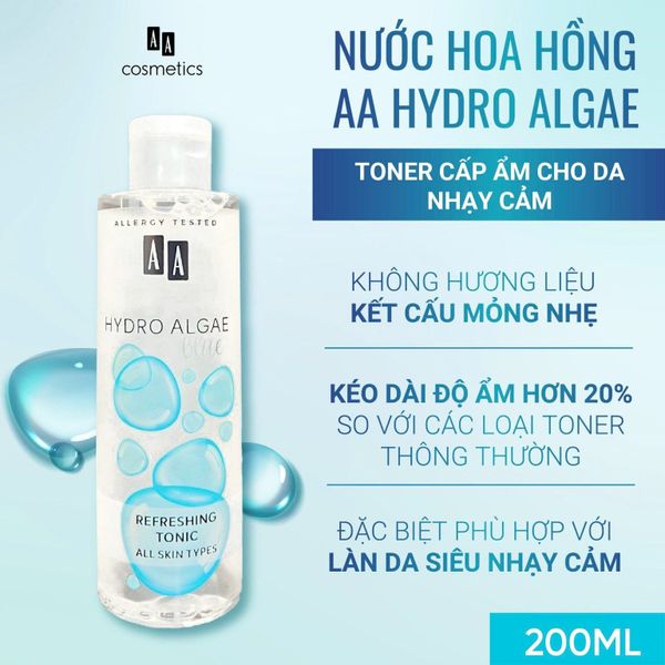 Nước hoa hồng dưỡng ẩm da AA COSMETICS Hydro Algae Blue Refreshing Tonic