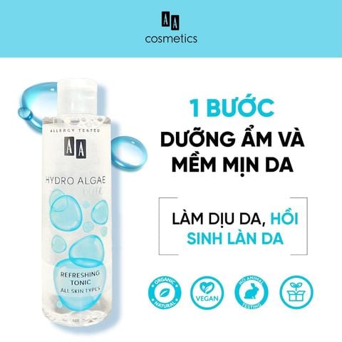 Nước hoa hồng dưỡng ẩm da AA COSMETICS Hydro Algae Blue Refreshing Tonic
