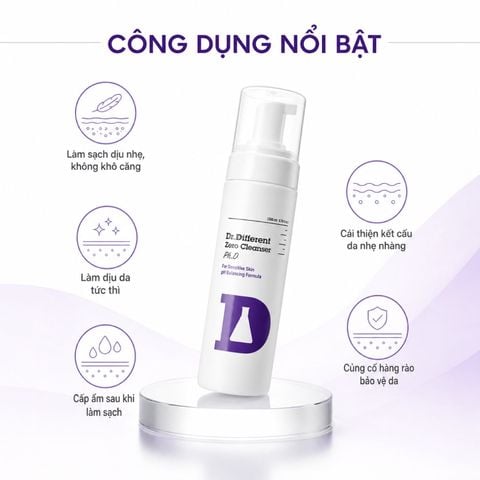 Sữa rửa mặt chuyên biệt dành cho da nhạy cảm Dr.Different Zero Cleanser Ph.D for Sensitive Skin