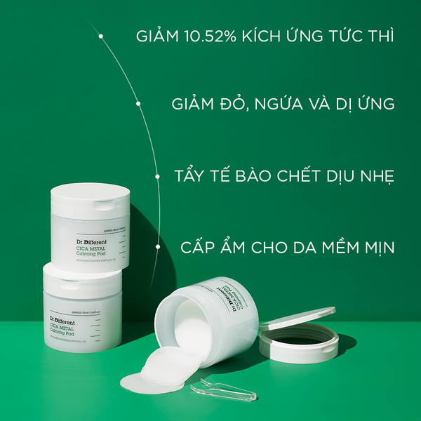 Toner pad làm dịu và phục hồi da Dr.Different CICA Metal Calming Pad