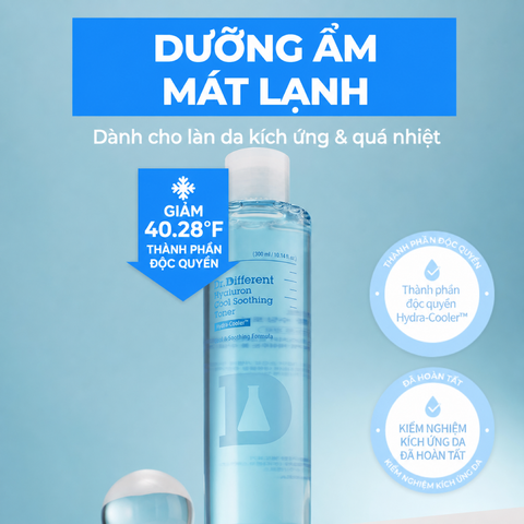 Nước cân bằng làm dịu và dưỡng ẩm da Dr.Different Hyaluron Cool Soothing Toner