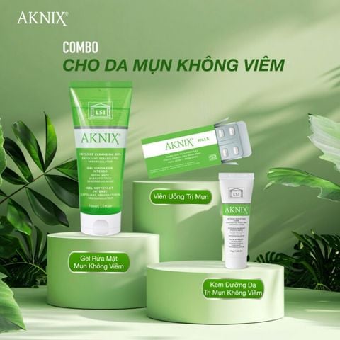Combo hỗ trợ trị mụn không viêm AKNIX® giúp điều tiết bã nhờn, dầu thừa, thanh lọc da, phục hồi da