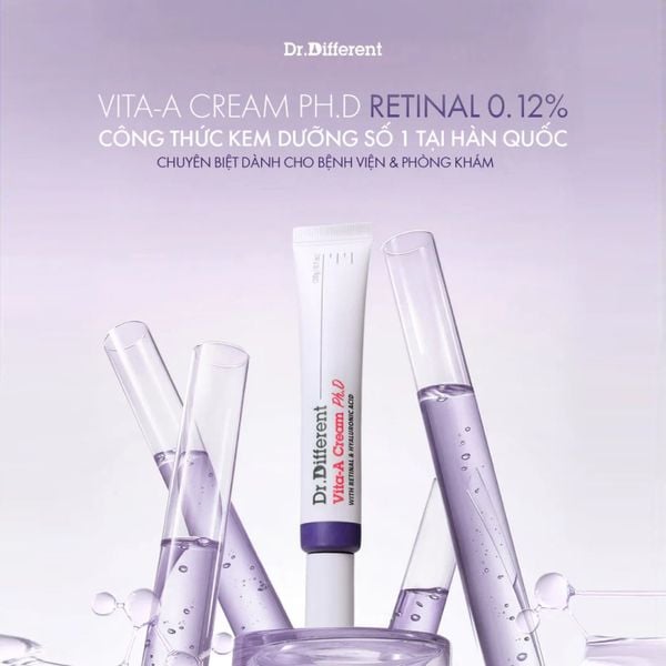Kem dưỡng trẻ hoá, mờ nhăn chuyên biệt Dr.Different Vita-A Cream Ph.D