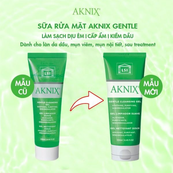 Sữa rửa mặt dành cho da mụn viêm từ trung bình đến nặng AKNIX Gentle Cleansing Gel