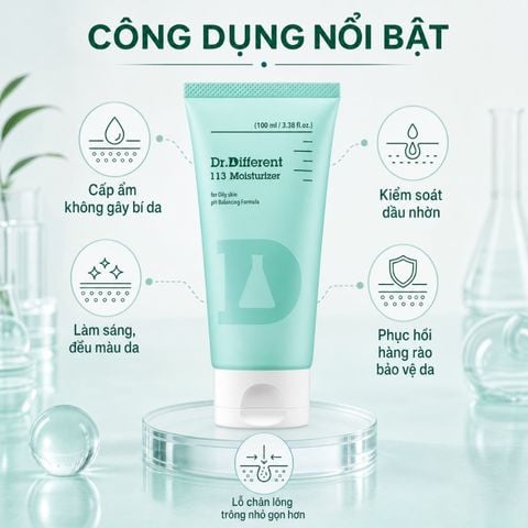 Kem dưỡng ẩm, sáng da cho da dầu Dr.Different 113 Moisturizer for Oily Skin