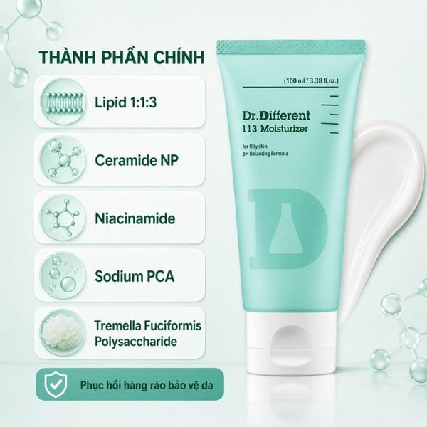 Kem dưỡng ẩm, sáng da cho da dầu Dr.Different 113 Moisturizer for Oily Skin
