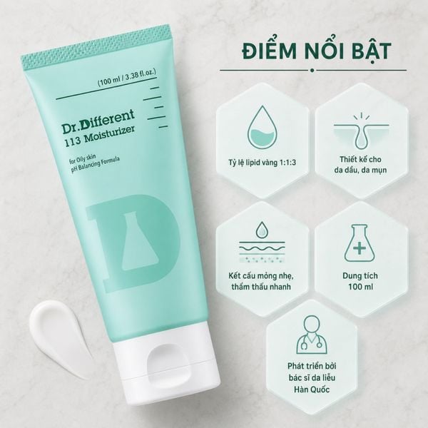 Kem dưỡng ẩm, sáng da cho da dầu Dr.Different 113 Moisturizer for Oily Skin