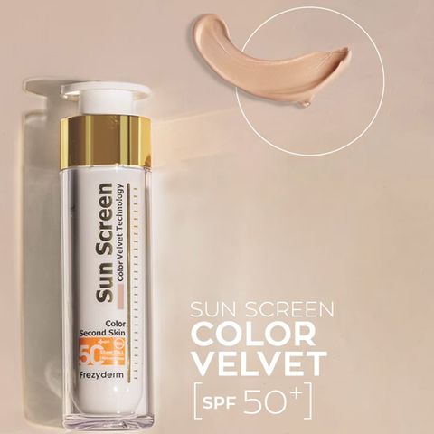 Kem chống nắng che khuyết điểm Frezyderm Sun Screen Color Velvet Face SPF 50+ nâng tông đẹp da
