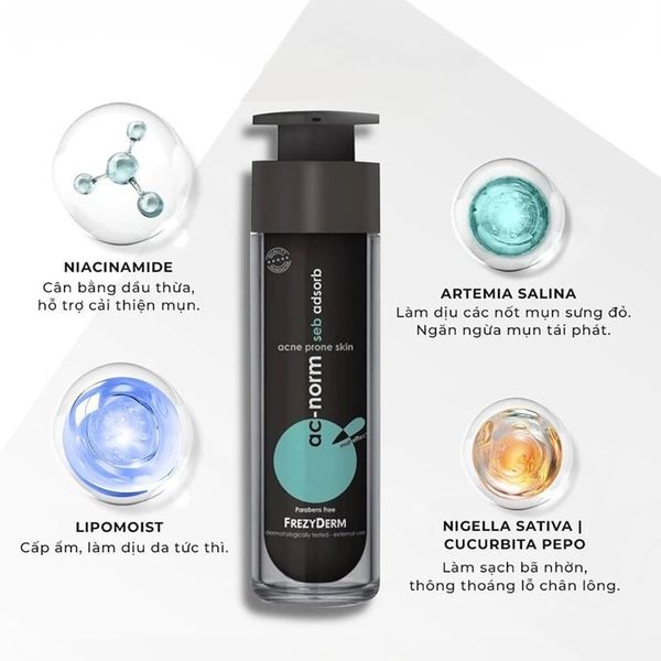 Kem dưỡng kiềm dầu, sáng da, ngừa mụn Frezyderm Ac-Norm Seb Adsorb