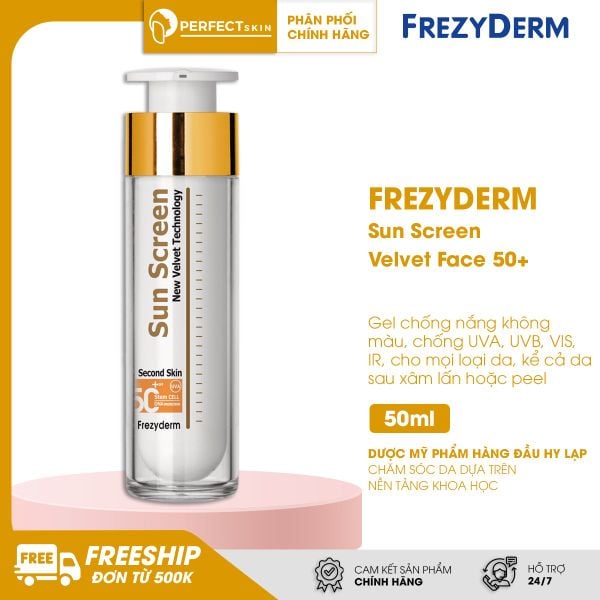 Kem chống nắng không bóng dầu Frezyderm Sun Screen Velvet Face 50+ không màu